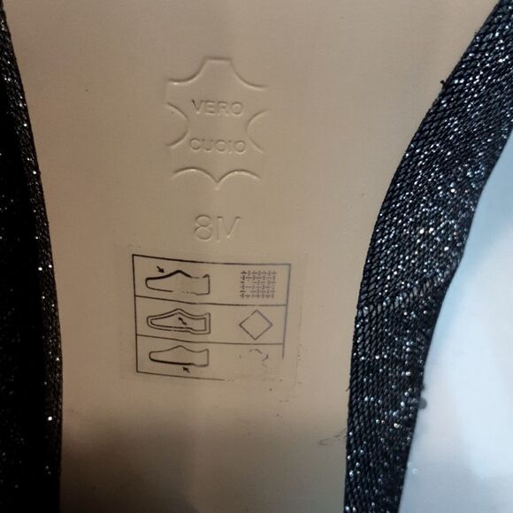 Moda Spana Heels Vero Cuoio Sparkly 4.5" Heel Black Silver S 8 - Picture 7 of 13